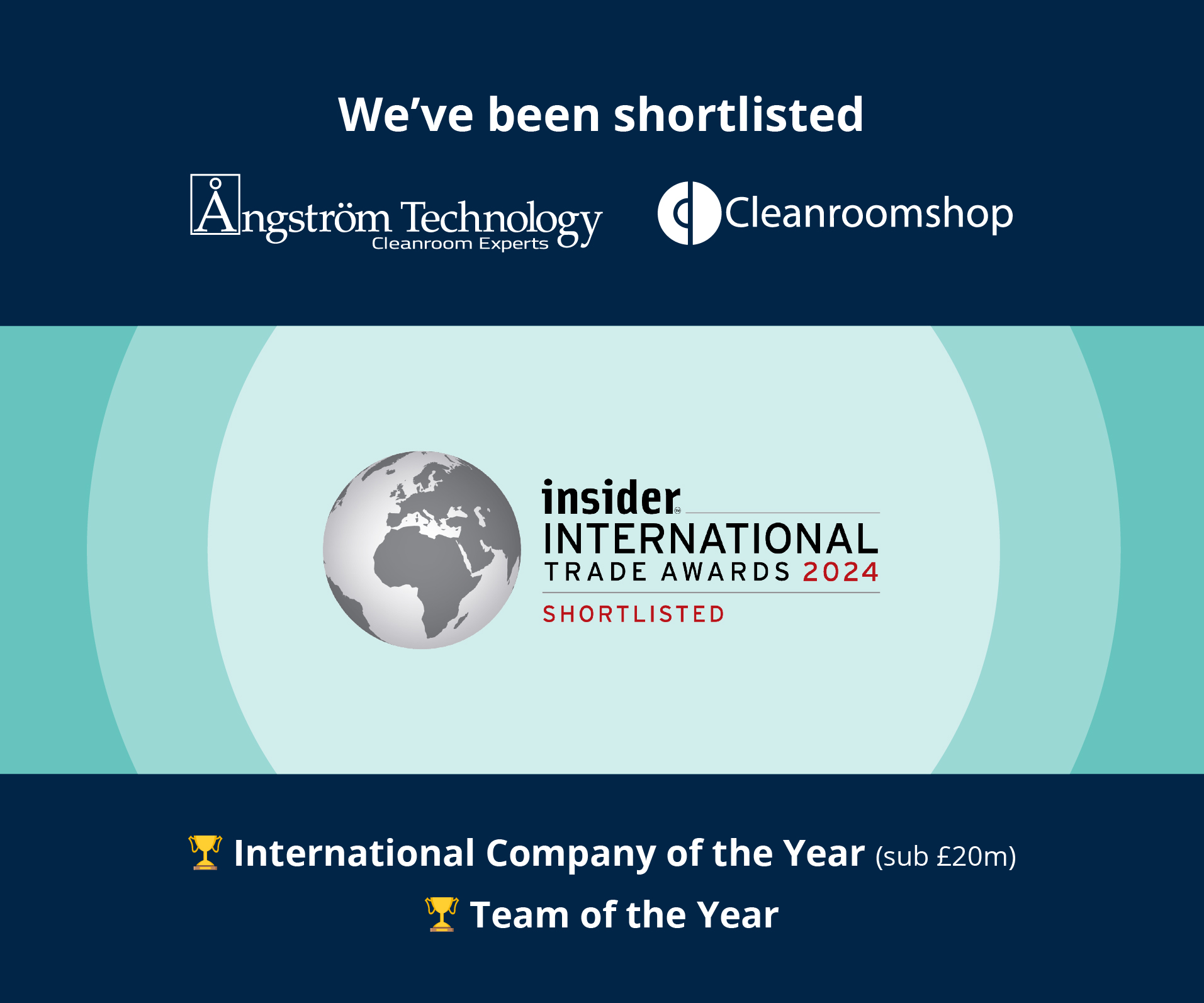 Connect 2 Cleanrooms & Cleanroomshop Shortlisted for Prestigious Awards