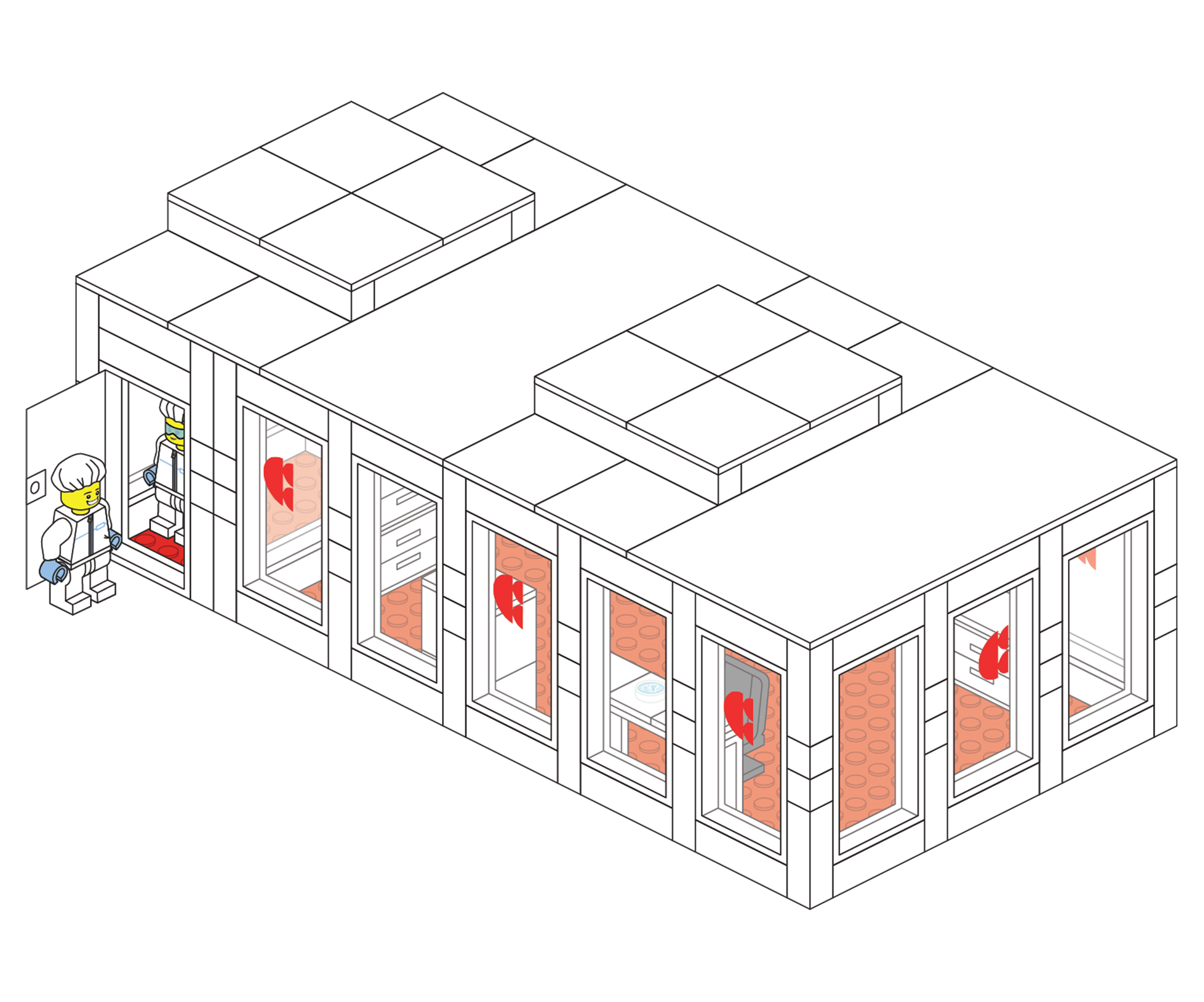 Illustration of a LEGO brick cleanroom